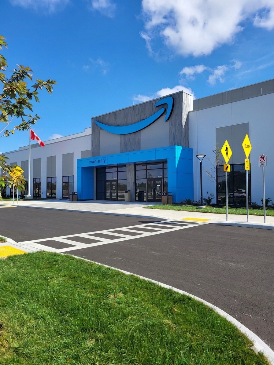 Amazon Fulfillment Centre — ACM cladding · insulated metal panels · large-scale façade systems · loading bay integration